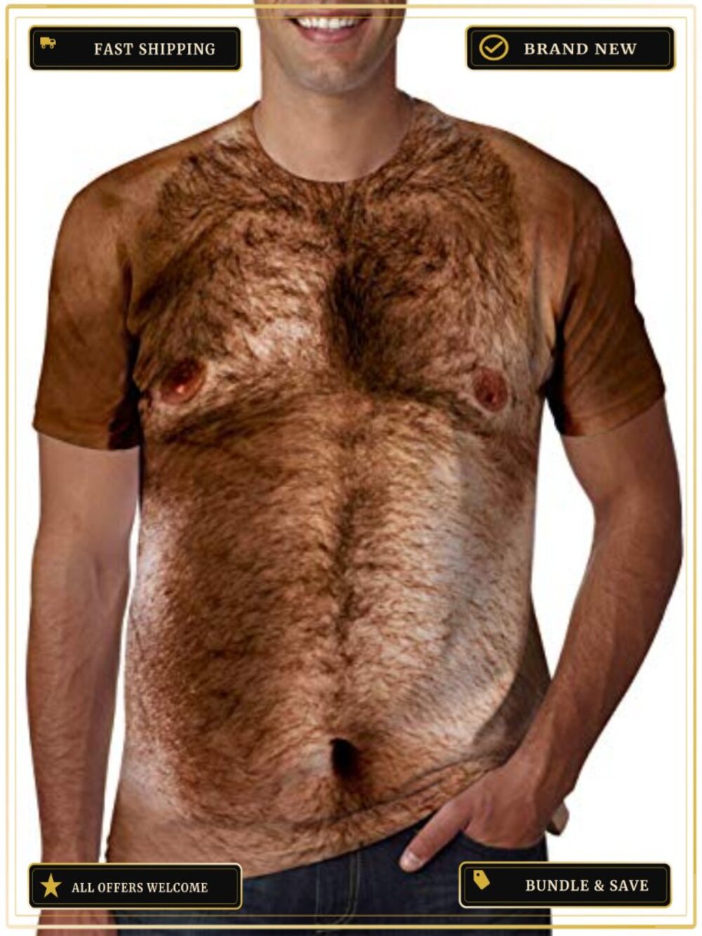 Men's 3D Funny Graphic Short Sleeve Novelty Costume Party T-Shirt